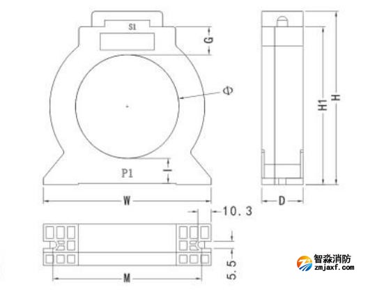 閉口式，圓孔100A-630A外形尺寸圖